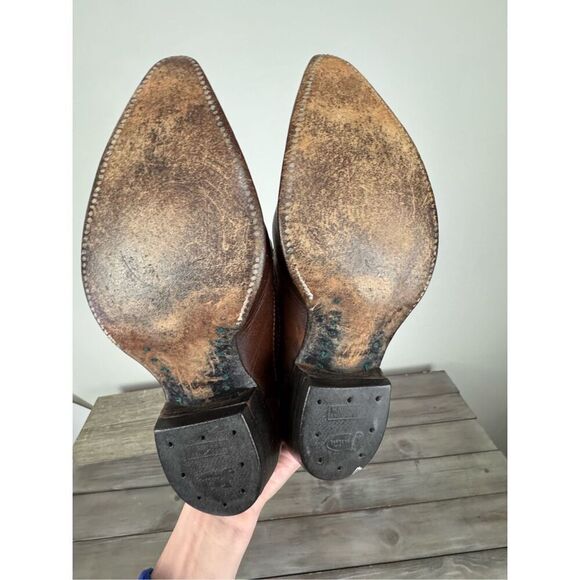 Vintage Justin Fort Worth Womens Size 6.5 A Narrow Brown Leather Cowboy Western - Picture 8 of 12